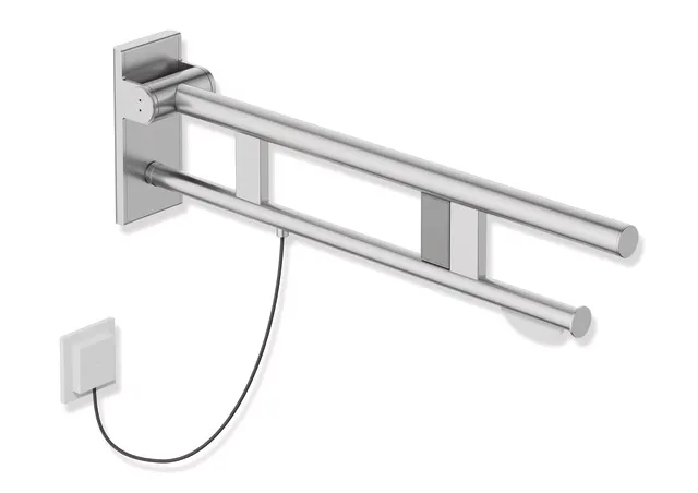 HEWI Stützklappgriff Duo, Design A, Edelstahl, schliff, Ausladung 700 mm, E-Ausführung HEWI Stützklappgriff Duo, Design A, Edelstahl, schliff, Ausladung 700 mm, E-Ausführung