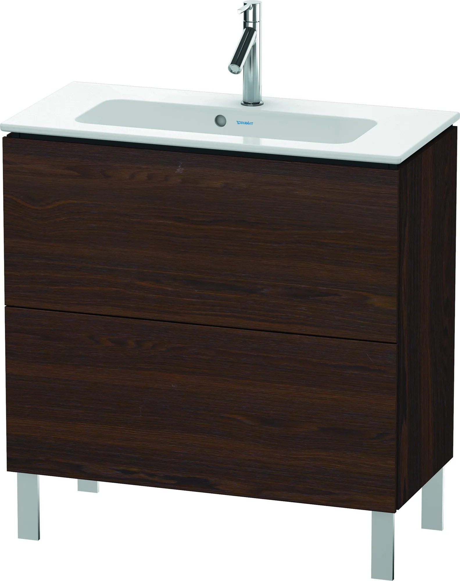 Duravit Waschtischunterschrank bodenstehend „L-Cube“ 82 × 70,4 × 39,1 cm Nussbaum gebürstet