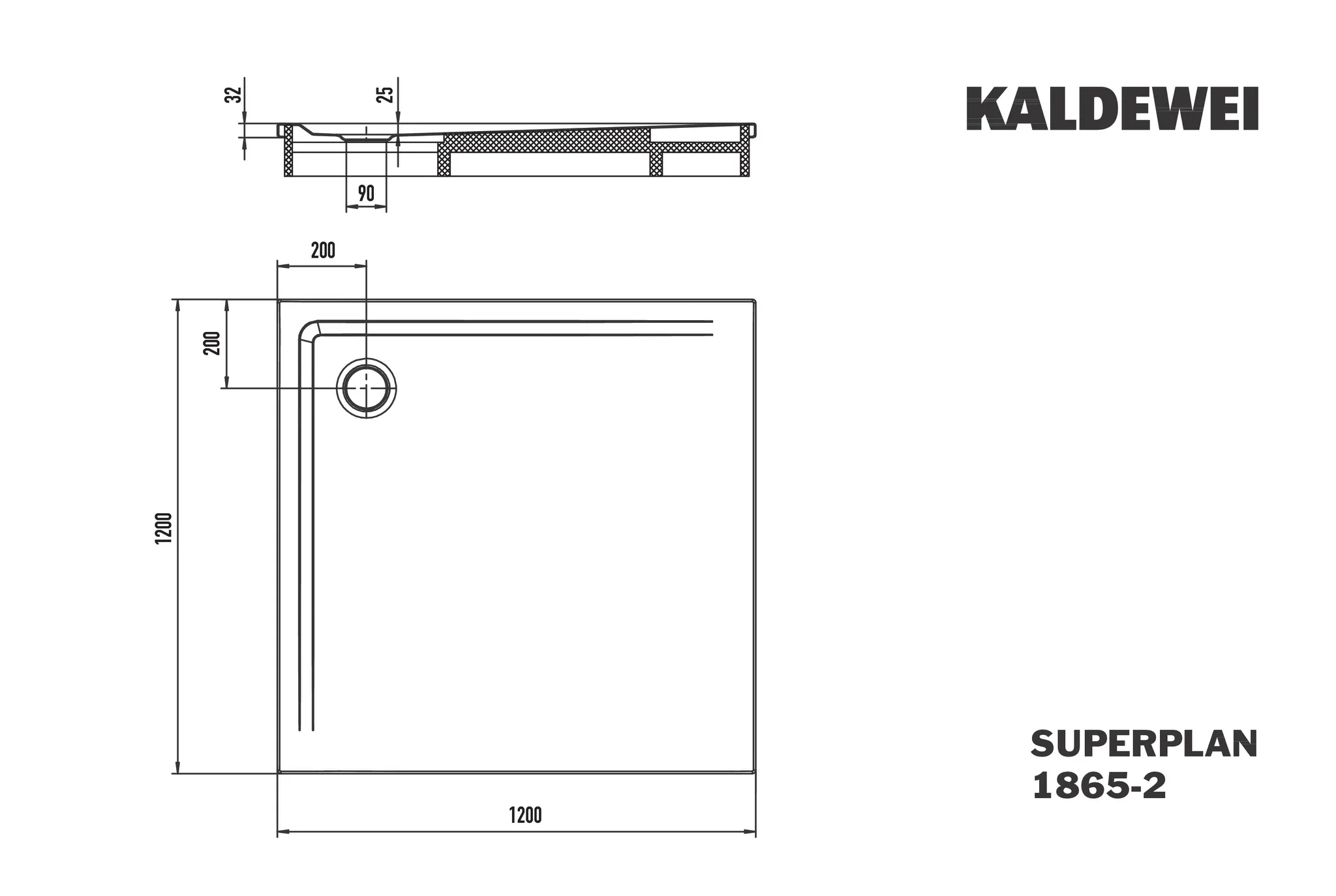 Kaldewei Duschwanne „Superplan“ 120 × 120 cm mit Perl-Effekt, in cool grey 90