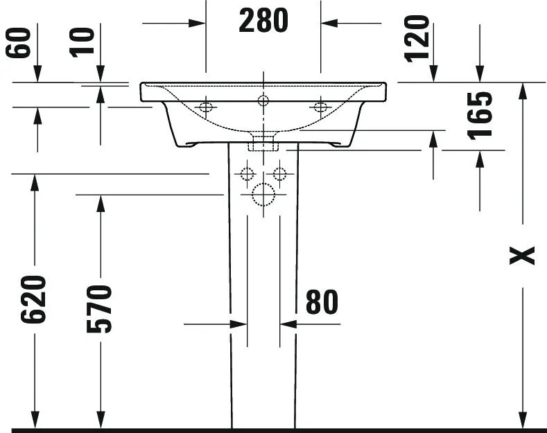 Wandwaschtisch „D-Neo“, mit Überlauf, Hahnlochposition mittig Wandwaschtisch „D-Neo“, mit Überlauf, Hahnlochposition mittig