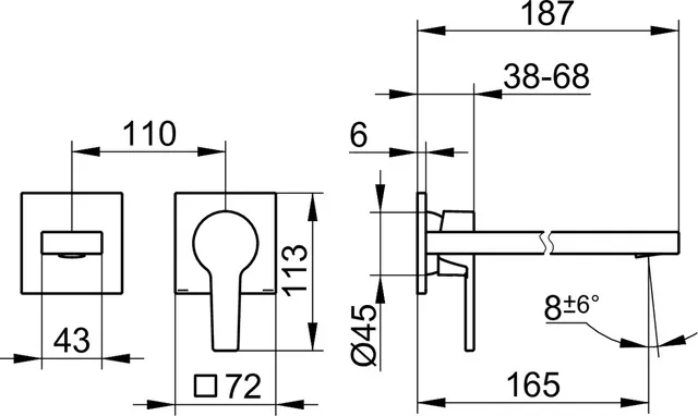 EHM-WT-Mischer Edition 11 51116, UP, Ausladung 165 mm, Titanschw. geb.
