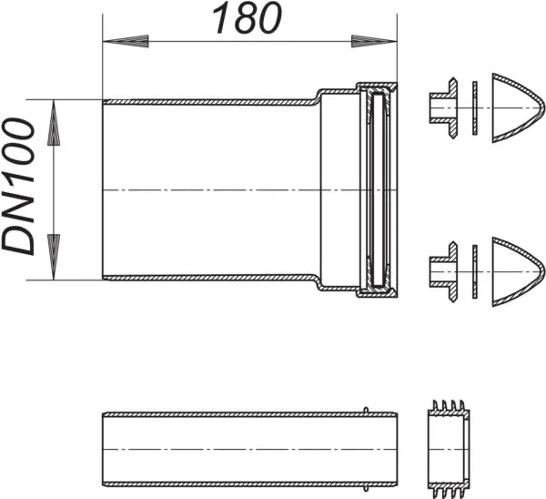 Wand-WC-Anschluss-Set 786, DN 100