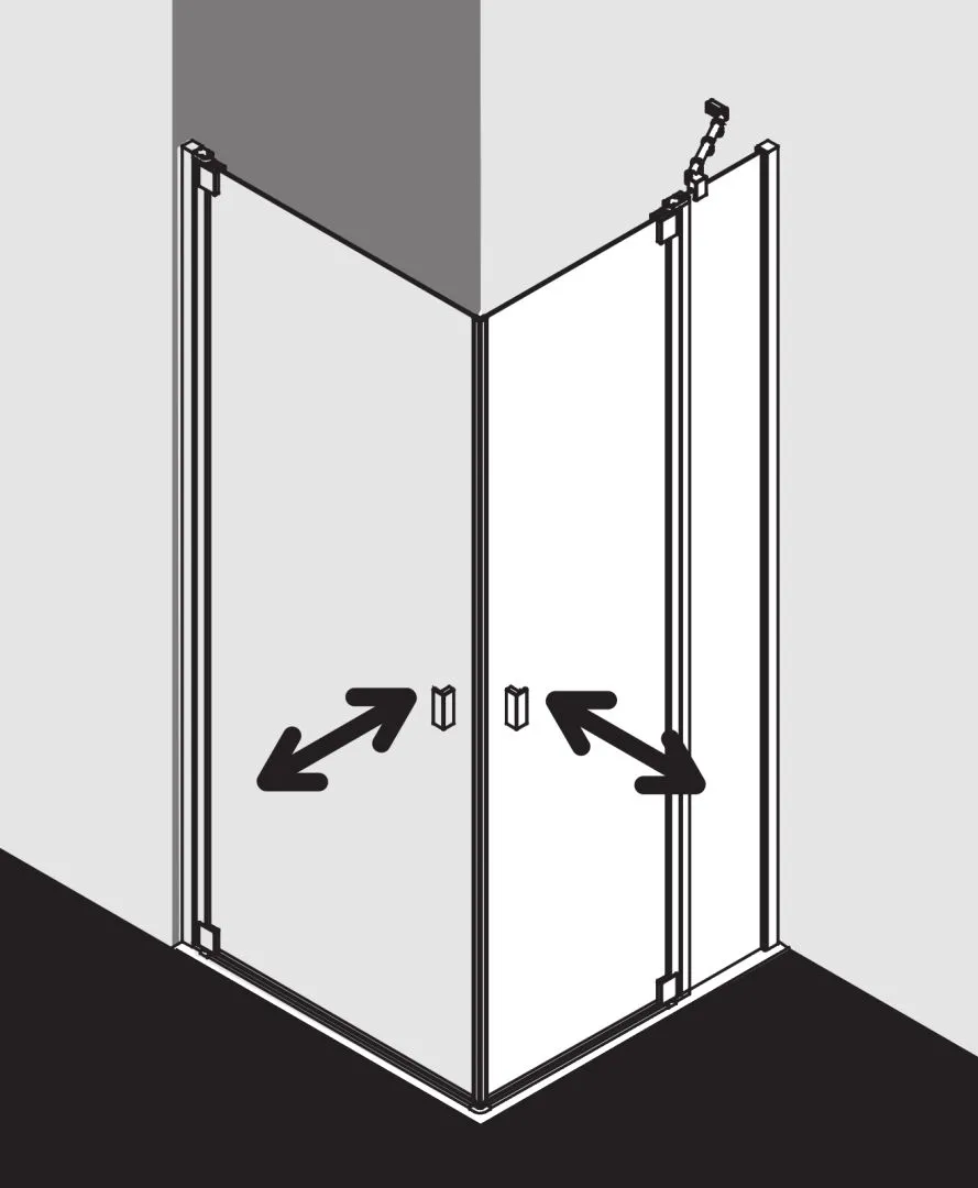 Kermi Duschtür Eckeinstieg 2-teilig Pendeltüren mit Festfeldern Halbteil rechts „RAYA“ Glas Klar, Profile Silber Mattglanz, BV: 720 - 750 mm GAK: 705 - 735 mm WE: 730 - 760 mm H: 1850 mm Kermi Duschtür Eckeinstieg 2-teilig Pendeltüren mit Festfeldern Halbteil rechts „RAYA“ Glas Klar, Profile Silber Mattglanz, BV: 720 - 750 mm GAK: 705 - 735 mm WE: 730 - 760 mm H: 1850 mm
