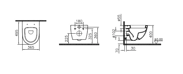 VitrA Sento Tiefspüler-Wand-WC Compact 37 x 50 cm V-Fit 2.0 Weiß Hochglanz VitrA Sento Tiefspüler-Wand-WC Compact 37 x 50 cm V-Fit 2.0 Weiß Hochglanz