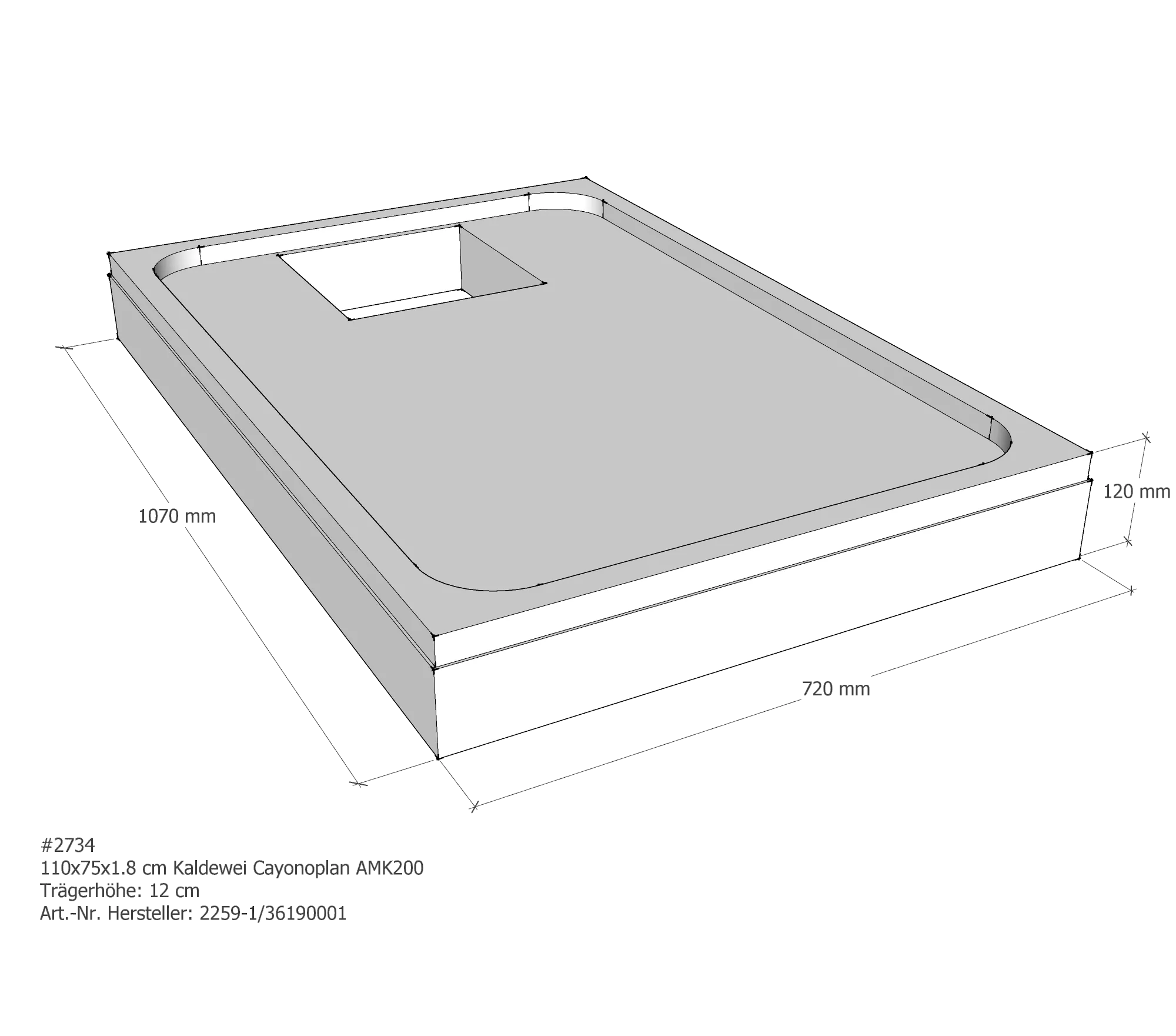 Duschwannenträger für Kaldewei Cayonoplan 110 × 75 × 1,8 cm Breite: 75 cm / Länge: 110 cm Duschwannenträger für Kaldewei Cayonoplan 110 × 75 × 1,8 cm Breite: 75 cm / Länge: 110 cm