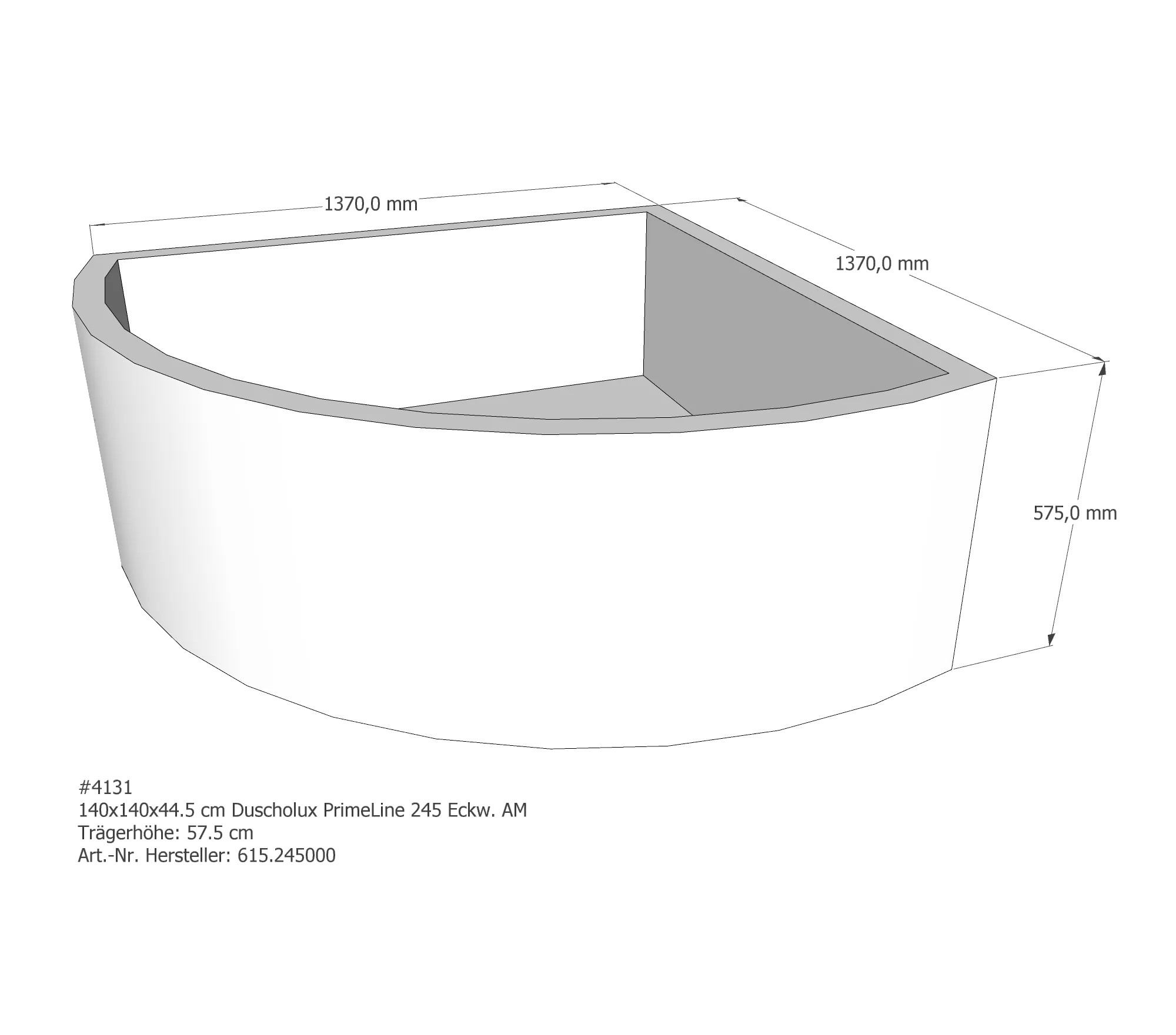 Duschwannenträger passend für Duscholux PrimeLine 140 × 140 × 44,5 cm