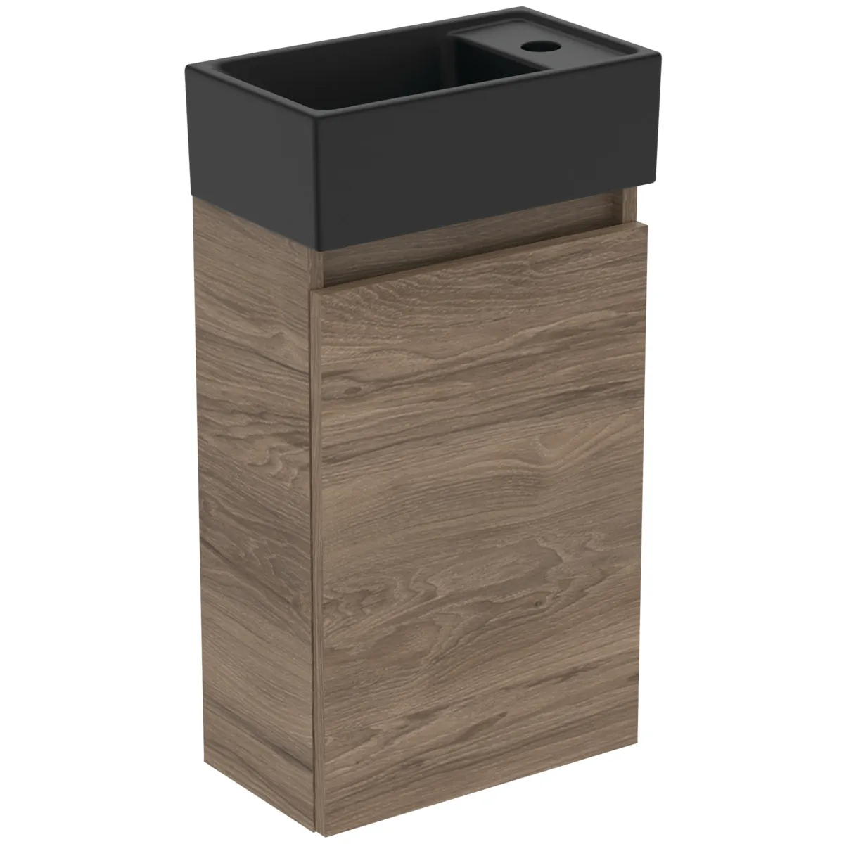 Möbelpaket Eurovit+ Handwaschbecken rechts 37cm Schwarz und Unterschrank 36cm mit Tür Hochglanz grau lackiert