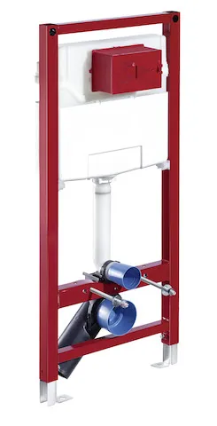 WC-Modul MONTUS, Typ C 120, mit Wandhalterungs-Set MONTUS (120 - 170 mm), WC-Schallschutz-Matte, PE-Ablaufbogen Ø 90 / 90 mm, B 50 cm x H 115 cm, Rahmen pulverbeschichtet