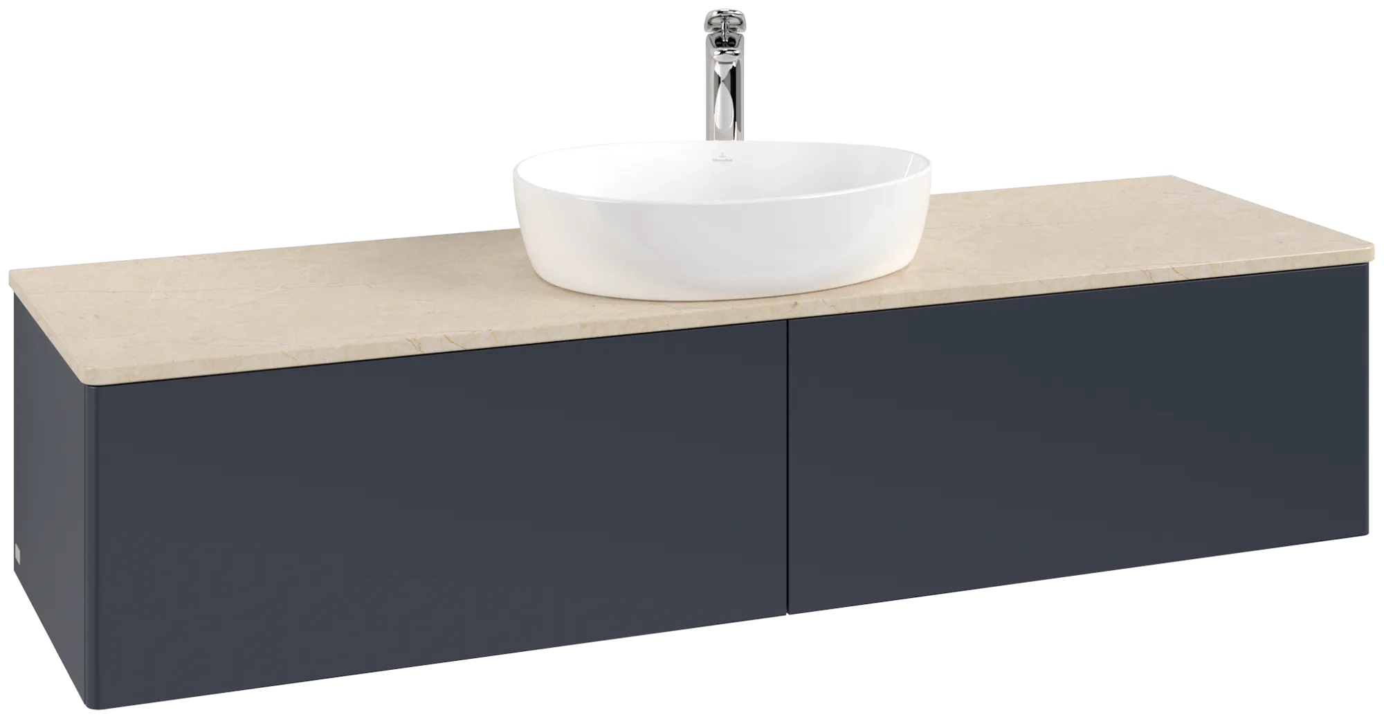 Villeroy & Boch Antao Waschbeckenunterschrank L36_5, Midnight Blue Matt Lacquer / Botticino, 1600 x 360 x 500 mm