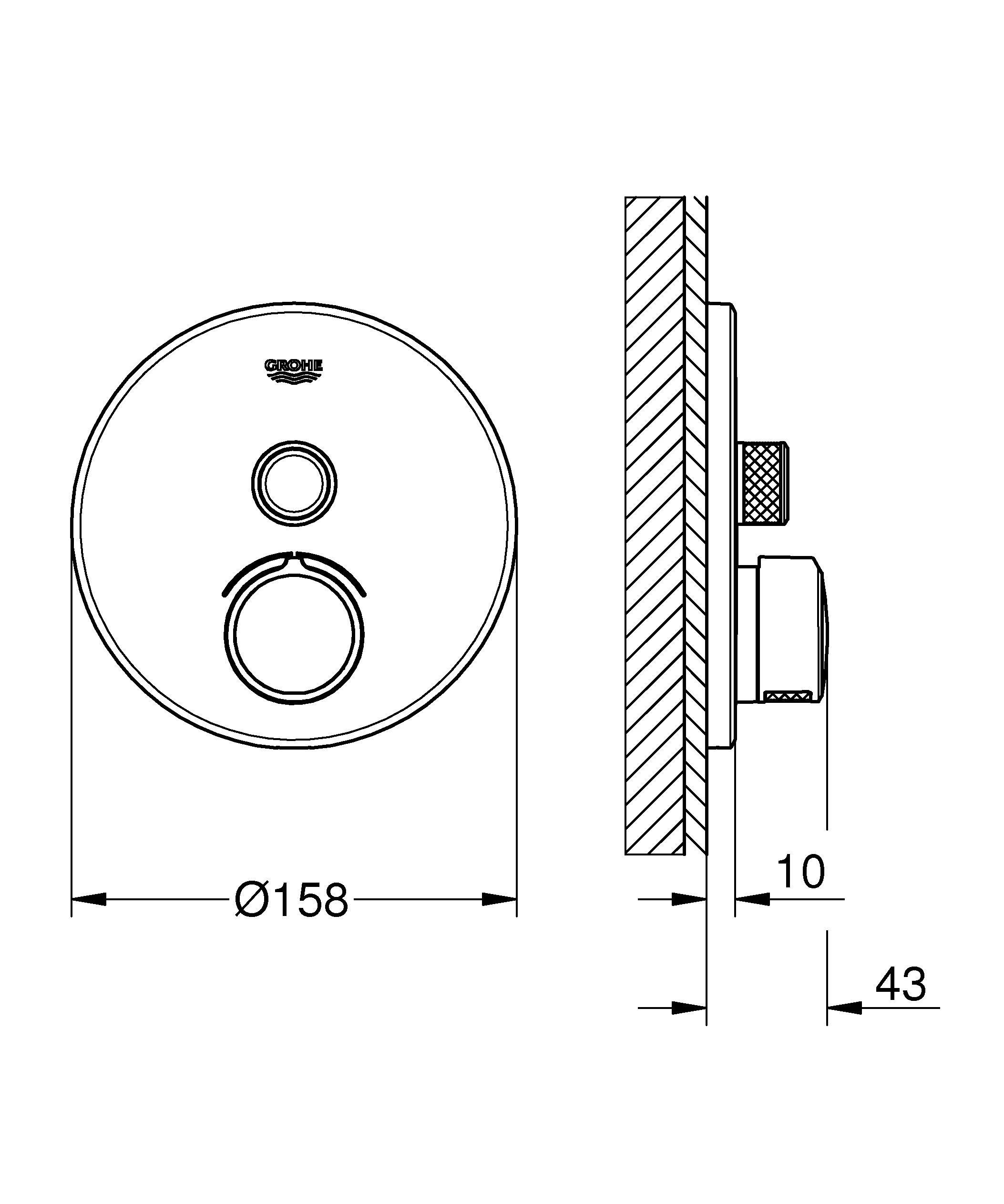 Unterputzmischer SmartControl 29144, mit einem Absperrventil, Fertigmontageset für Rapido SmartBox, Wandrosette rund, chrom