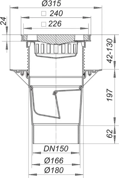 Hof- und Parkdeckablauf 616.0, DN 150