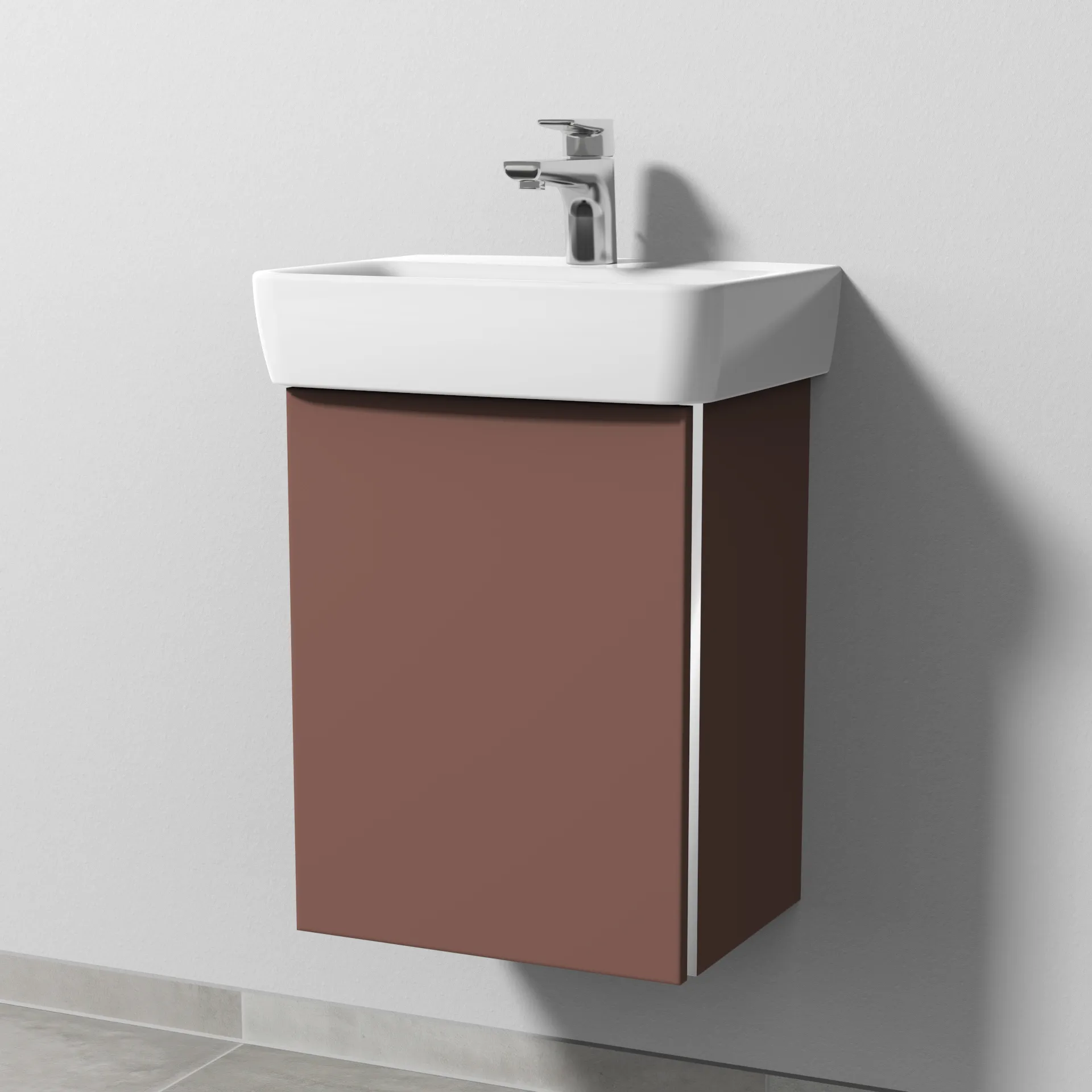 Sanipa Waschtischunterschrank „3way“ passend zu Keramik-Waschtische Renova Plan von Geberit 390 × 520 × 302 mm in Wine-Red, Anschlag links