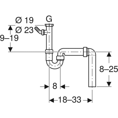 Rohrbogengeruchsverschluss für Spülbecken, mit Winkelschlauchtülle, Abgang vertikal: d=50mm, G=1 1/2″, weiß-alpin