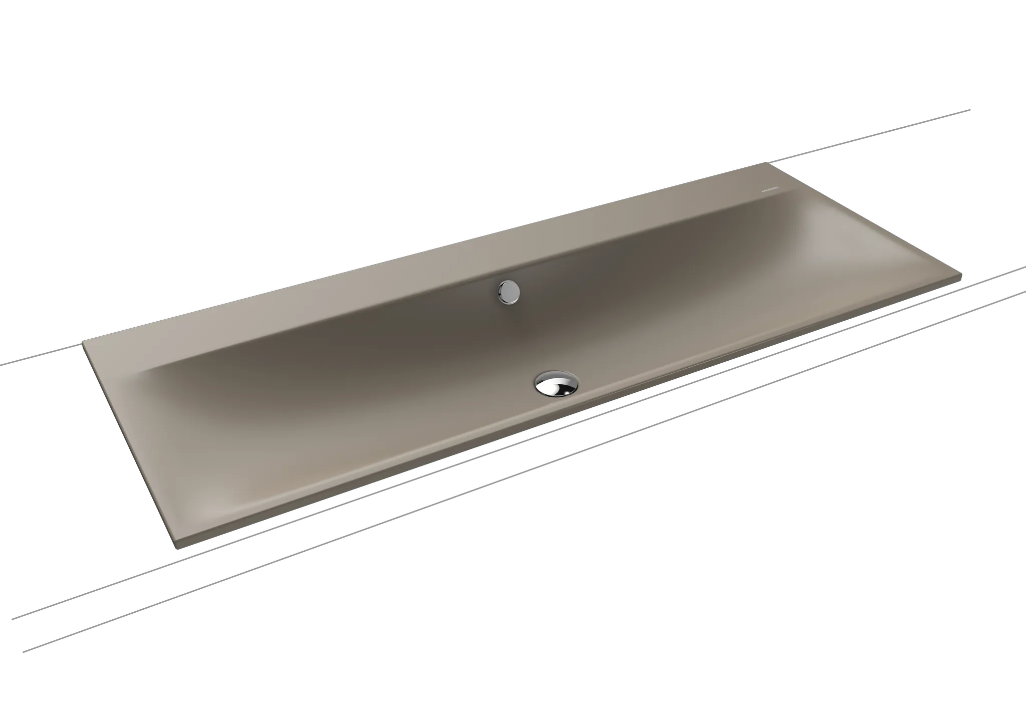 Doppelwaschtisch „Silenio“ 120 × 46 cm, ohne Hahnlochbohrung in warm grey 60, mit Perl-Effekt Doppelwaschtisch „Silenio“ 120 × 46 cm, ohne Hahnlochbohrung in warm grey 60, mit Perl-Effekt