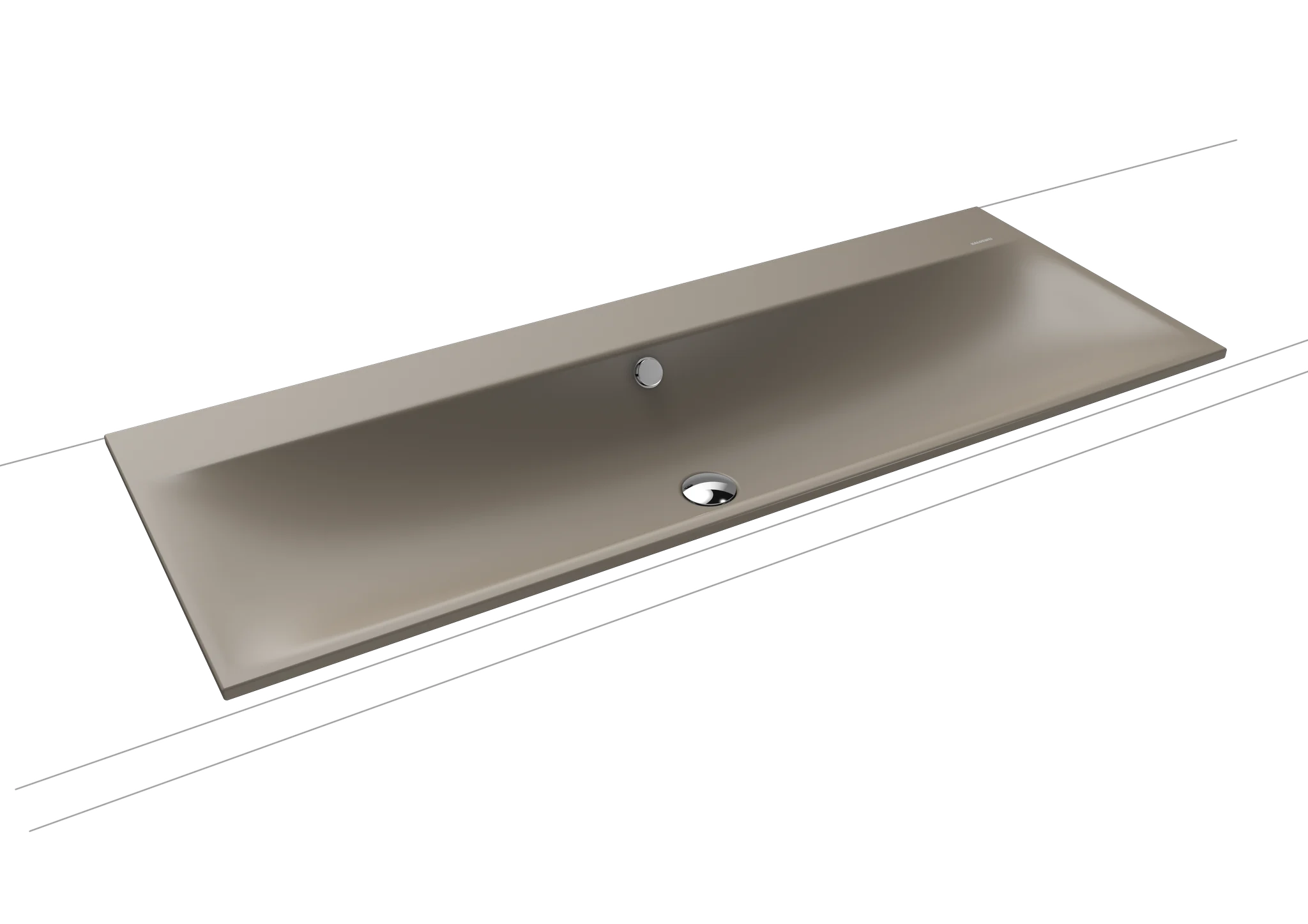 Kaldewei SILENIO Einbauwaschtisch, 1200x460 mm, warm grey 60, Perl-Effekt, Antidröhn, mit Überlauf, 14 mm Randhöhe, MADE IN GERMANY