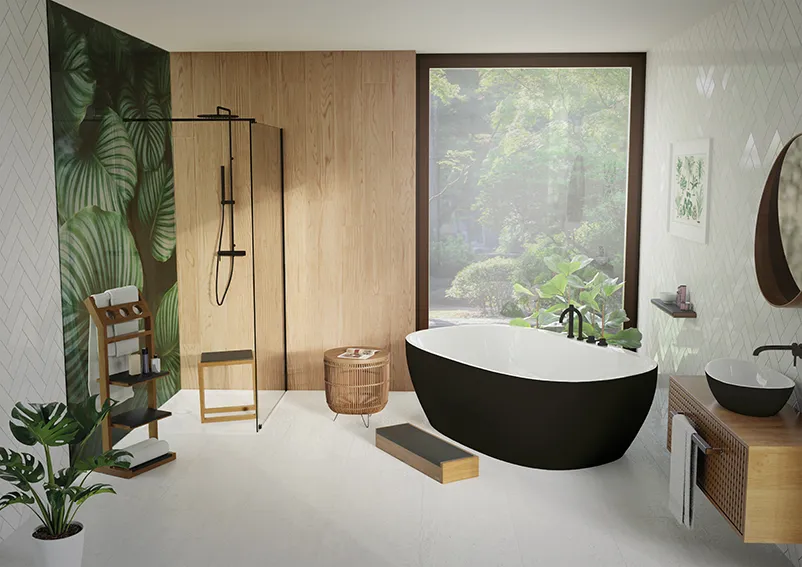 Hoesch Badewanne „iSensi“ Monolith oval 190 × 120 cm, mit Schürze in Weiß-Schwarz Hoesch Badewanne „iSensi“ Monolith oval 190 × 120 cm, mit Schürze in Weiß-Schwarz