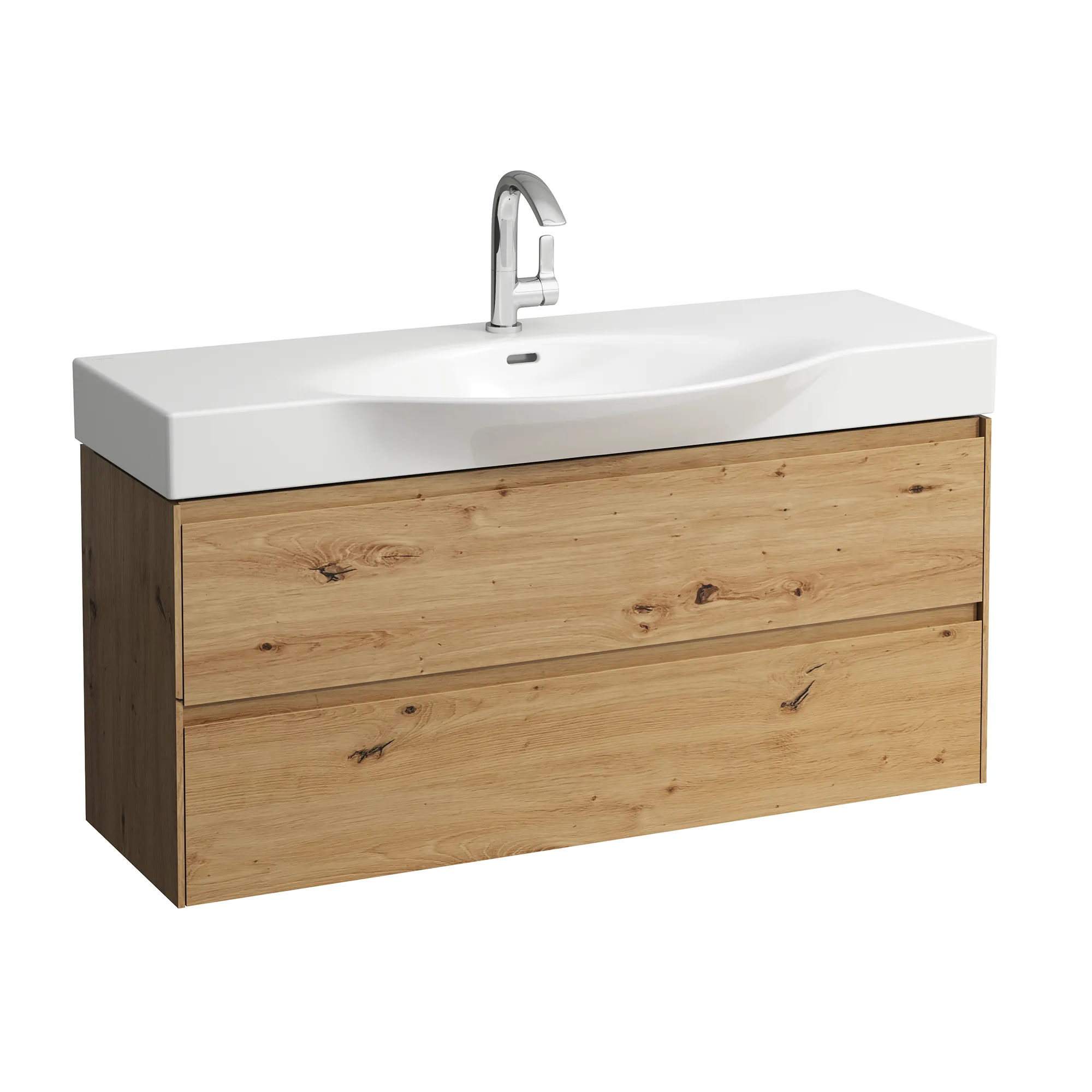 Laufen Waschtischunterbau LANI Wildeiche, 370 x 1.182 x 515 mm, 2 Schubladen, integrierte Griffleiste, Vollauszug und Soft-Close für Waschtisch PALACE H811704 Laufen Waschtischunterbau LANI Wildeiche, 370 x 1.182 x 515 mm, 2 Schubladen, integrierte Griffleiste, Vollauszug und Soft-Close für Waschtisch PALACE H811704