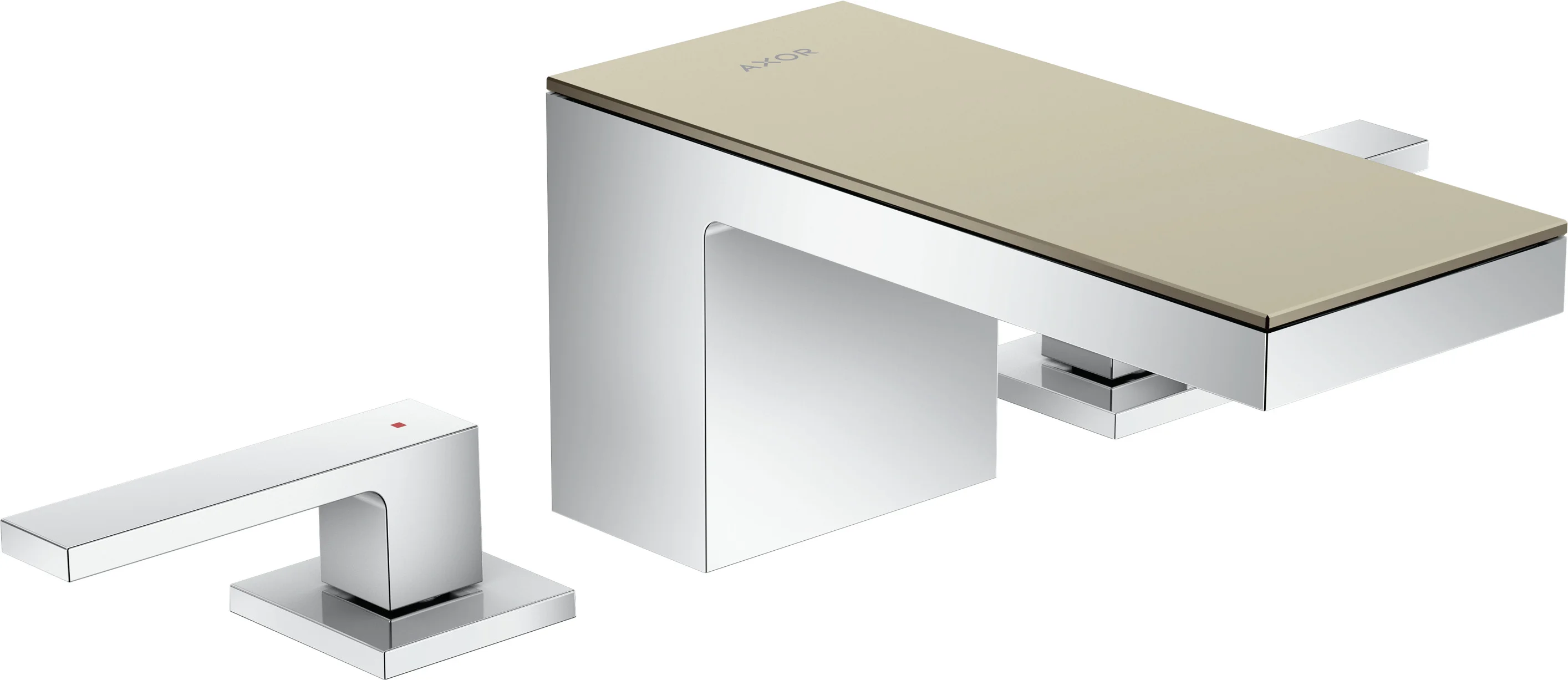 Hansgrohe AXOR MyEdition 3-Loch Waschtischarmatur Chrom, Ausladung 151 mm, Auslaufhöhe 70 mm, Hebelgriff, PowderRain Strahlart, max. Durchfluss 5 l/min, DN15 Anschluss