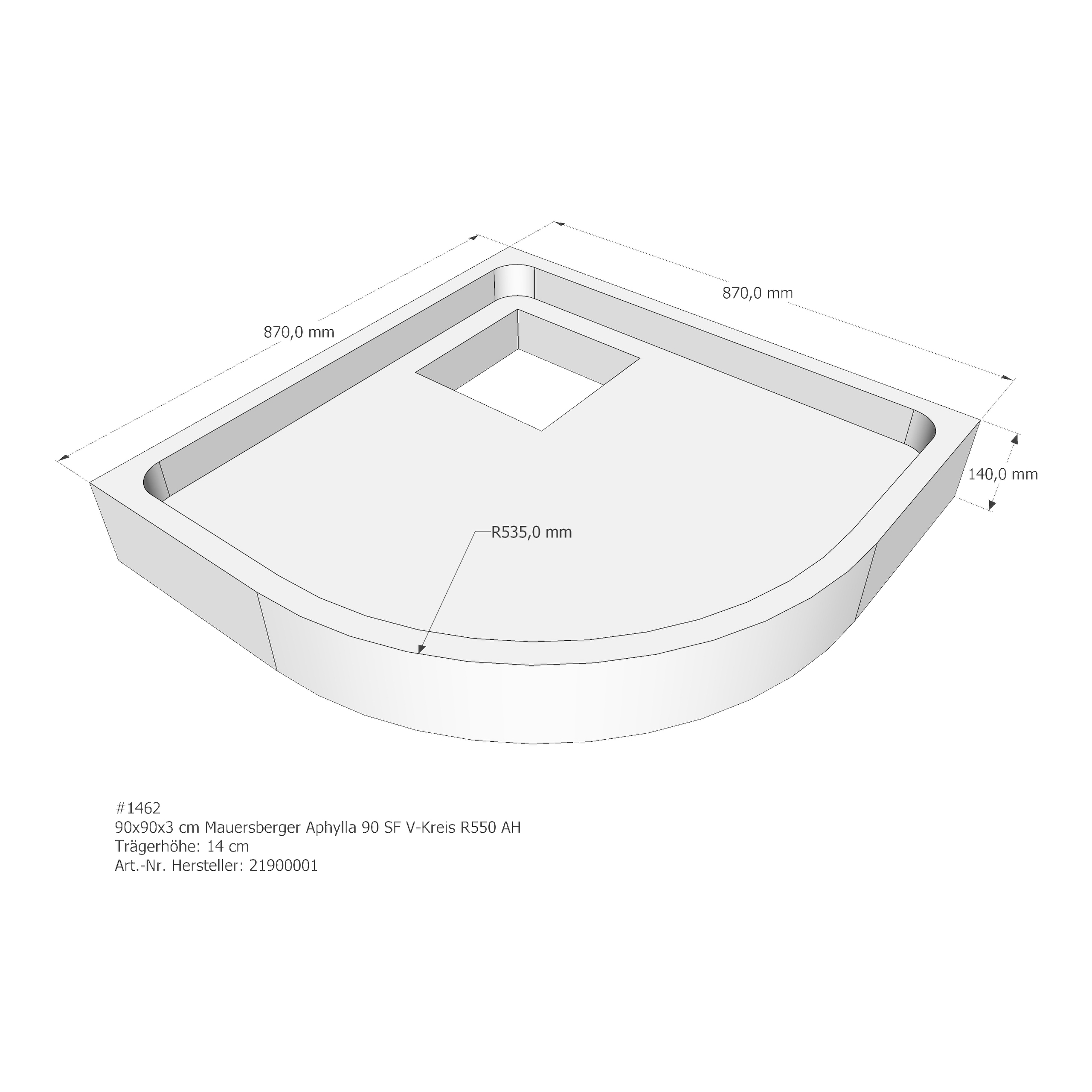 Duschwannenträger für Mauersberger 90 × 90 × 3 cm Duschwannenträger für Mauersberger 90 × 90 × 3 cm