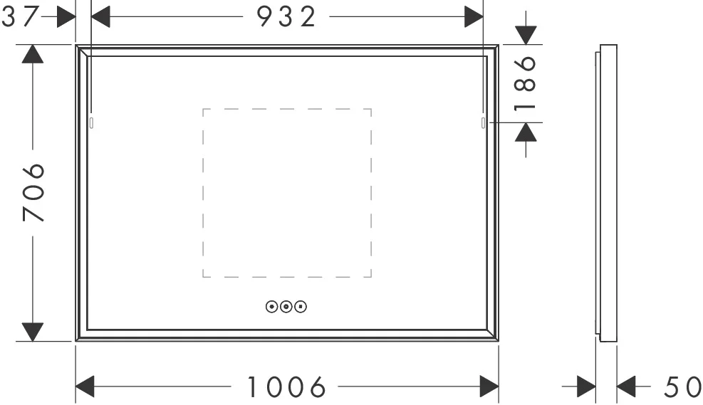 Hansgrohe Xarita E Spiegel 1000/700/50 mit LED-Beleuchtung, kapazitiver Berührungssensor, Mattweiß