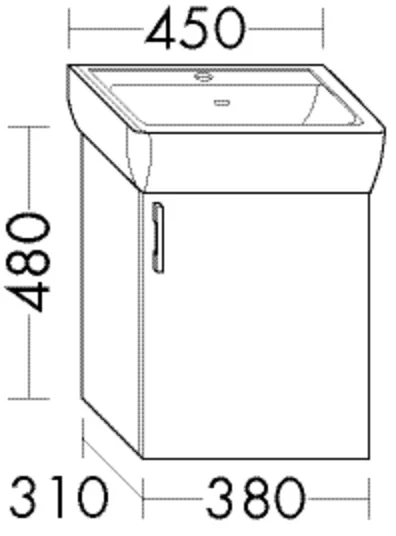 Waschtischunterschrank Sys30 von burgbad – 1 Tür, 38 cm breit, 48 cm hoch, 31 cm tief