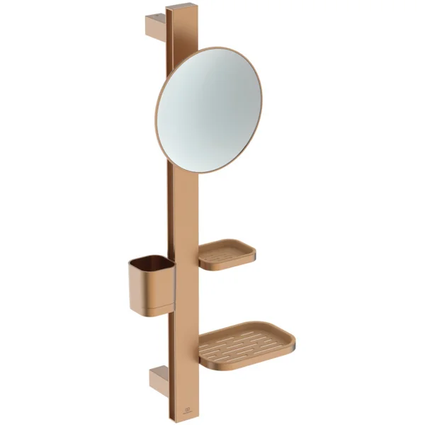 Ideal Standard Alu+ Beauty Bar Accessoires-Kombi S700 mit Spiegel d:200mm Bronze