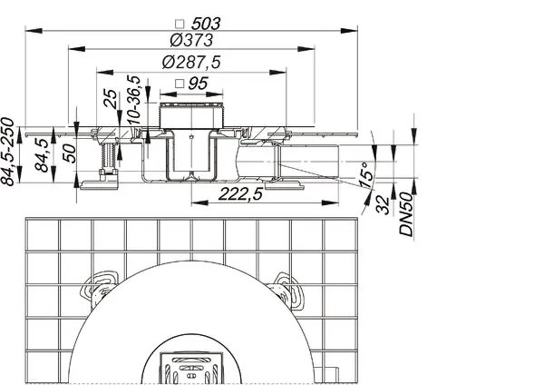 Bodenablauf CeraDrain Pure, DN 50 100 x 100 mm Bodenablauf CeraDrain Pure, DN 50 100 x 100 mm