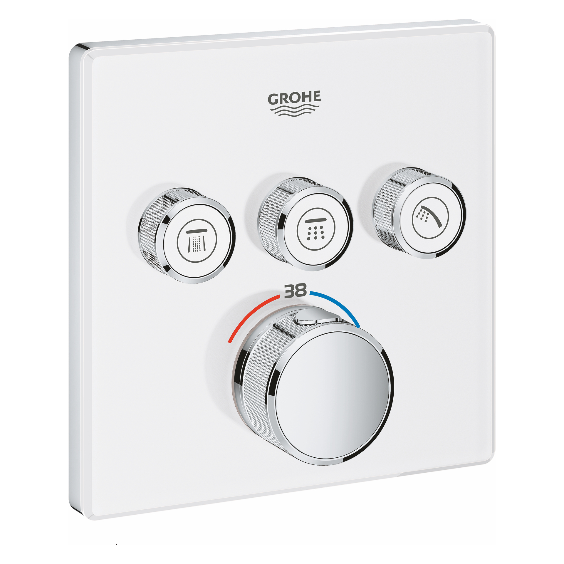 Thermostat Grohtherm SmartControl 29157, mit 3 Absperrventilen, Fertigmontageset für Rapido SmartBox, Wandrosette eckig, moon white