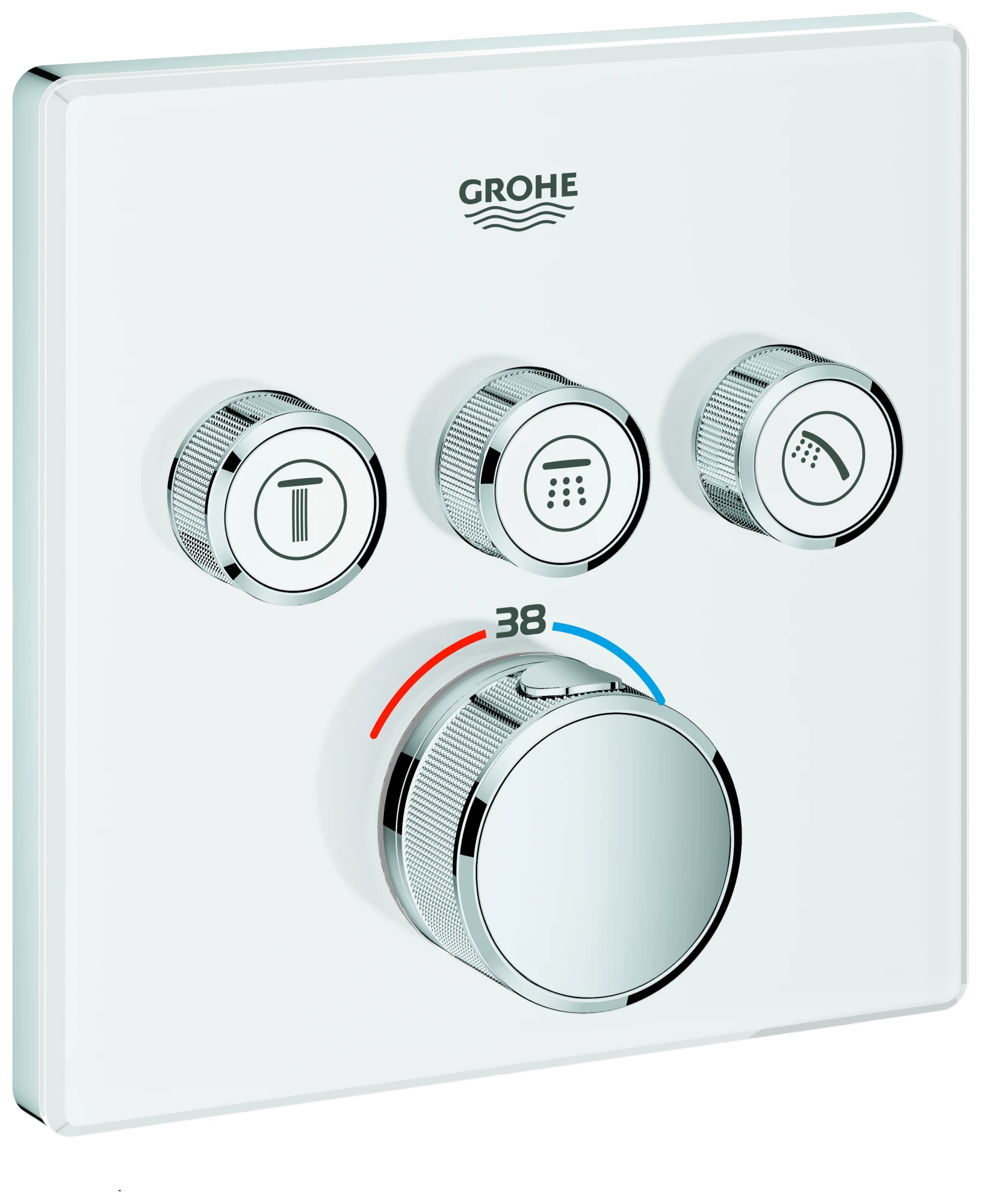 Thermostat Grohtherm SmartControl 29157, mit 3 Absperrventilen, Fertigmontageset für Rapido SmartBox, Wandrosette eckig, moon white