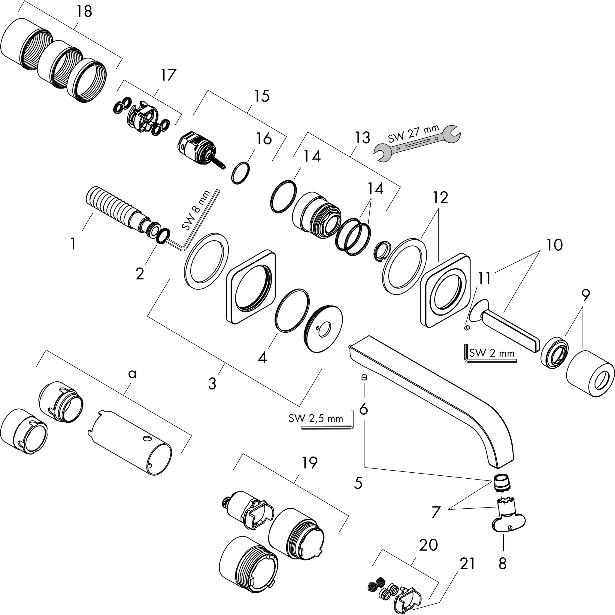 Waschtischmischer UP Axor Citterio E F-Set chrom kurzer Auslauf Waschtischmischer UP Axor Citterio E F-Set chrom kurzer Auslauf