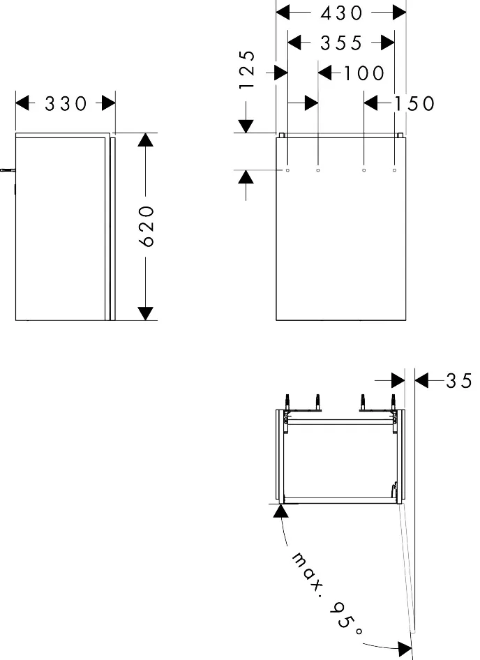 Hansgrohe Xilesa E Waschtischunterschrank 430⁄330 für Handwaschbecken, Türanschlag rechts, Eiche Kaschmir