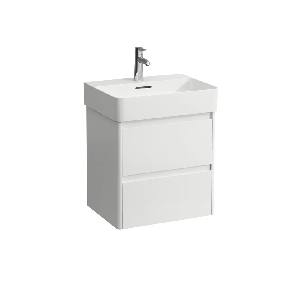 Waschtischunterbau BASE 2.0 für VAL 400x521x515 2 Schubladen mit Griffmulde für Waschtisch H810282 weiß matt