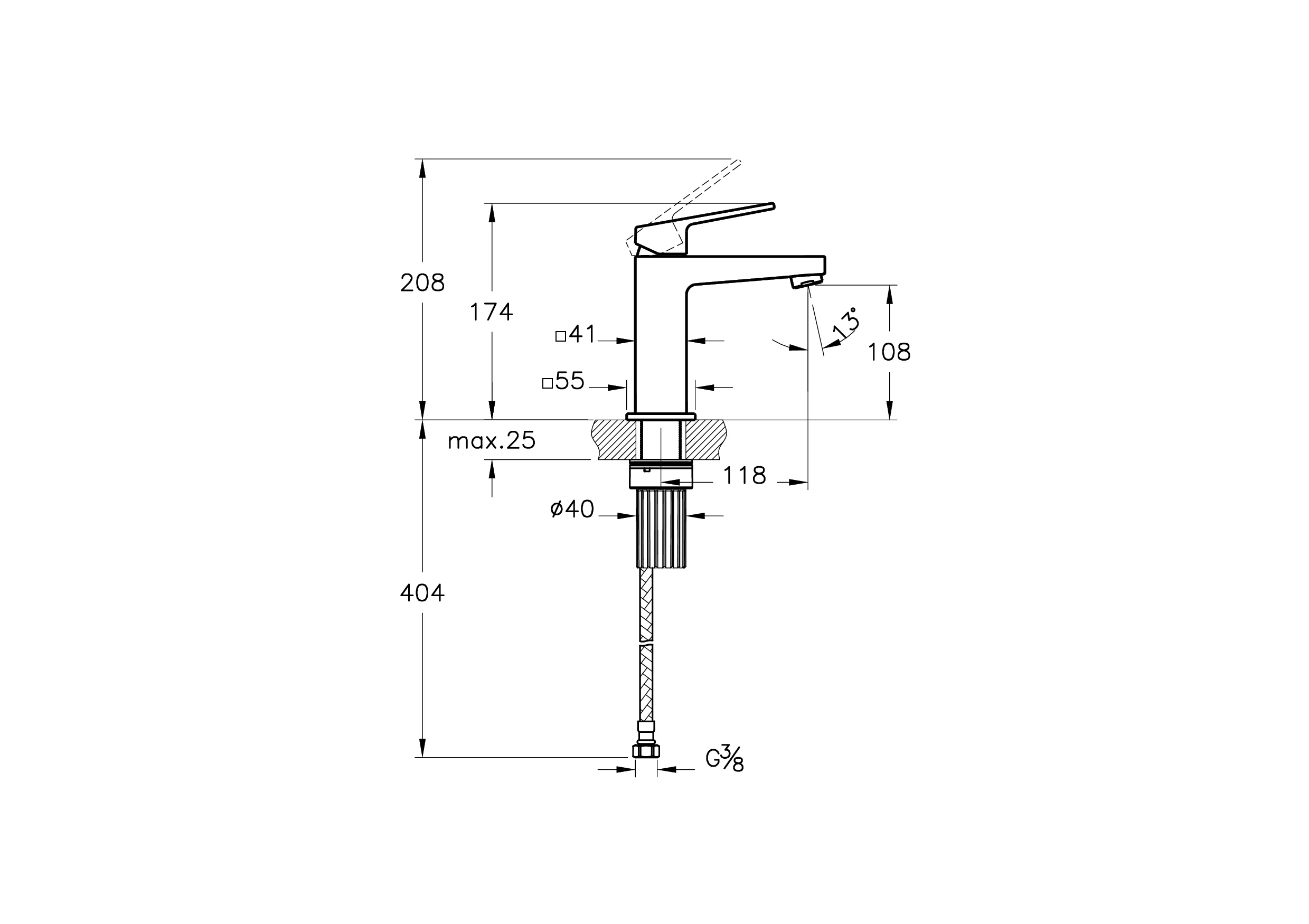 Minimax Square Einhebel-Waschtischmischer Höhe 17 cm Einlochmontage Chrom