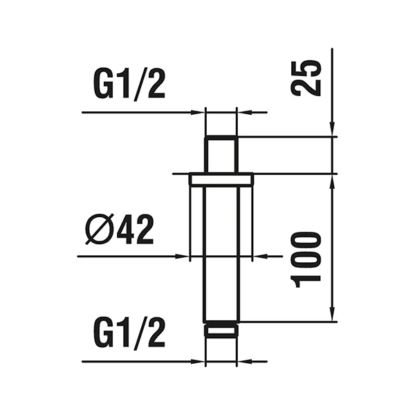 Laufen Bausendeckenarm, PVD Edelstahl-Optik, runde Rosette, Länge 100mm Laufen Bausendeckenarm, PVD Edelstahl-Optik, runde Rosette, Länge 100mm