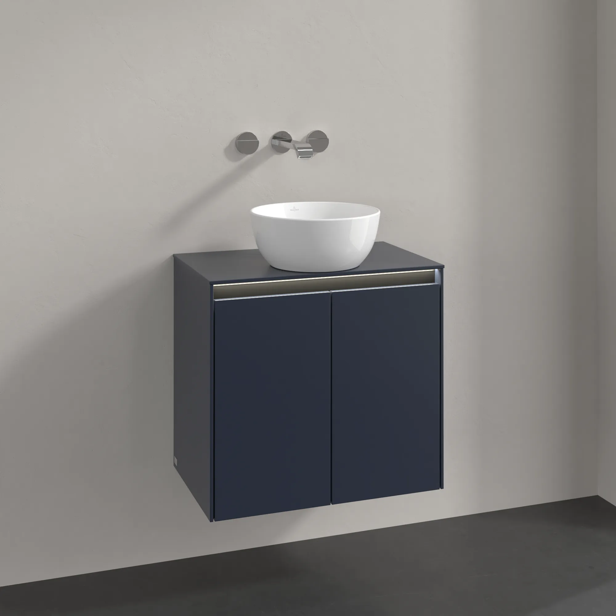 Villeroy & Boch Waschtischunterschrank „Collaro“ 600 × 548 × 380 mm Marine Blue, für Becken mittig, mit Beleuchtung Villeroy & Boch Waschtischunterschrank „Collaro“ 600 × 548 × 380 mm Marine Blue, für Becken mittig, mit Beleuchtung