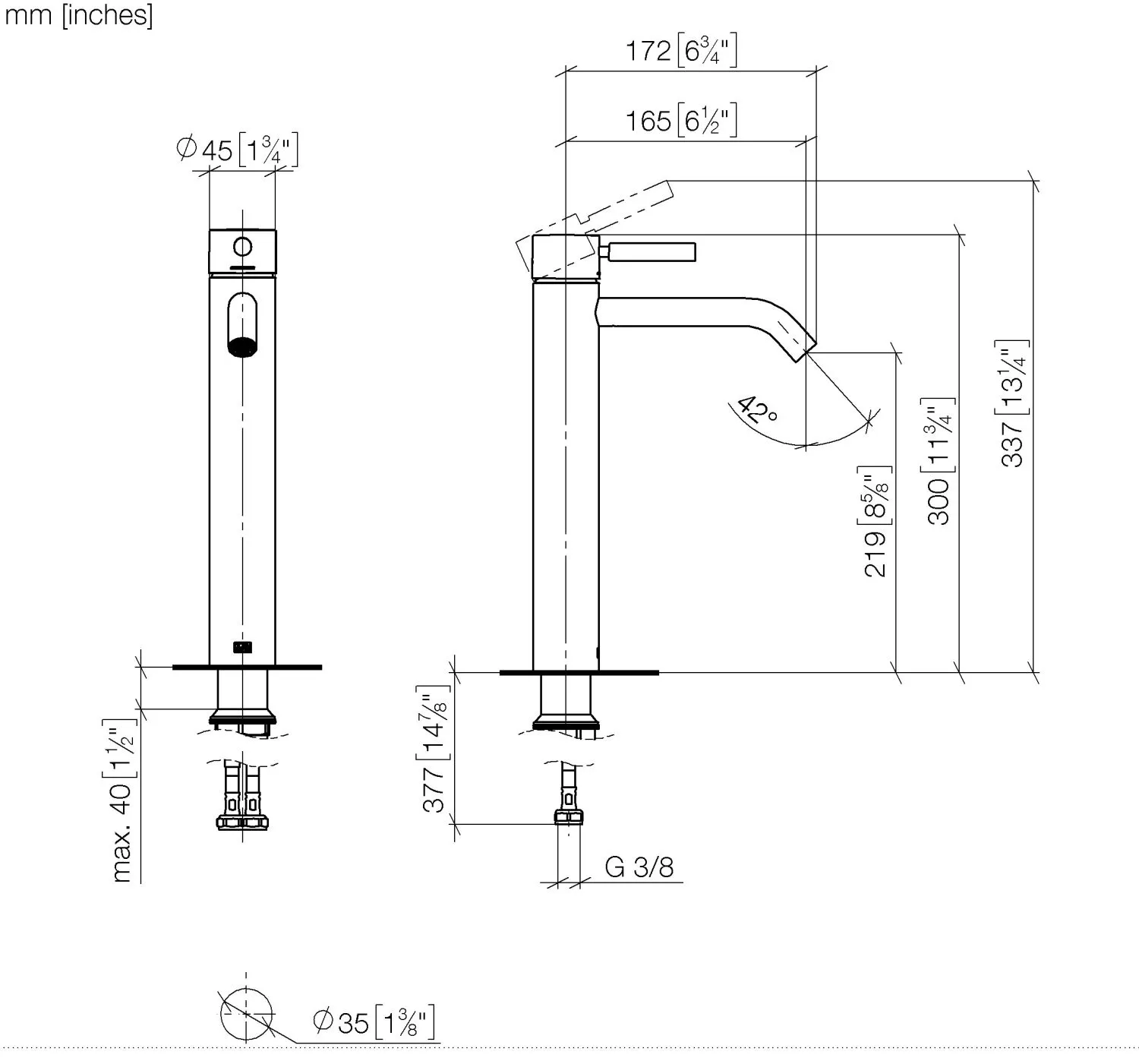 Waschtisch-Einhandbatterie mit erhöhtem Standfuß ohne Ablaufgarnitur META Chrom 33539660