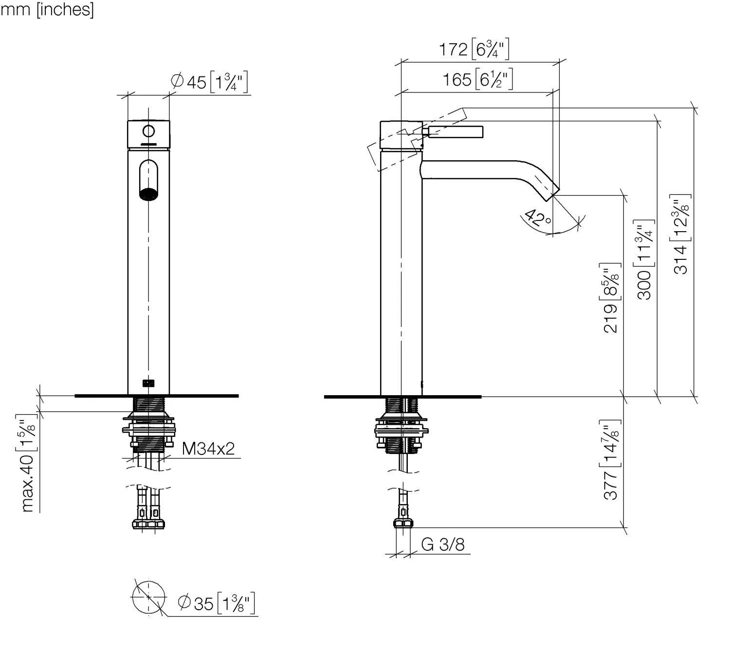 Dornbracht META Waschtisch-Einhandbatterie mit erhöhtem Standfuß ohne Ablaufgarnitur - Chrom Dornbracht META Waschtisch-Einhandbatterie mit erhöhtem Standfuß ohne Ablaufgarnitur - Chrom