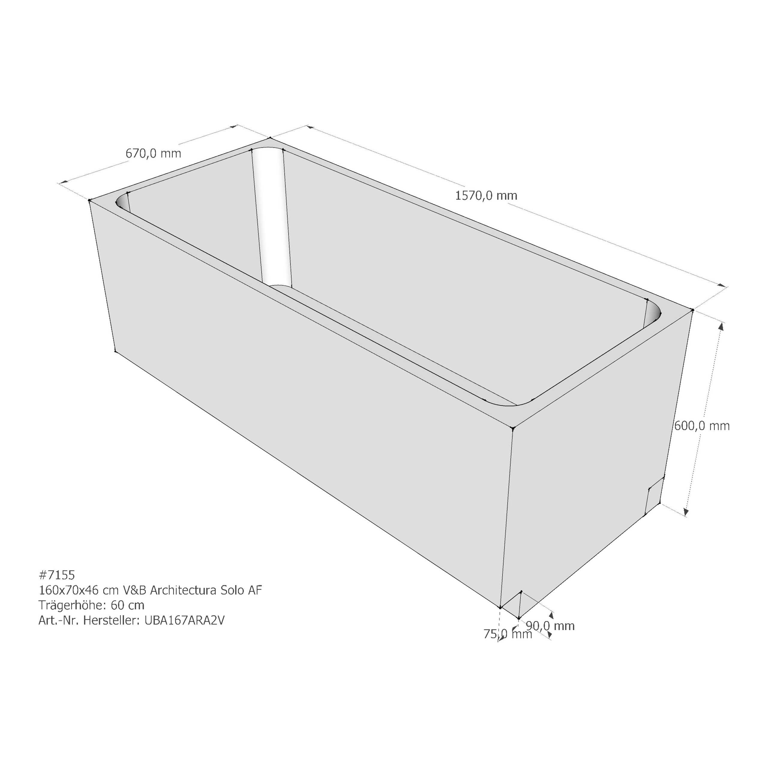 Badewannenträger für Villeroy & Boch Architectura 160 × 70 × 46 cm Breite: 70 cm / Höhe: 46 cm / Länge: 160 cm Badewannenträger für Villeroy & Boch Architectura 160 × 70 × 46 cm Breite: 70 cm / Höhe: 46 cm / Länge: 160 cm