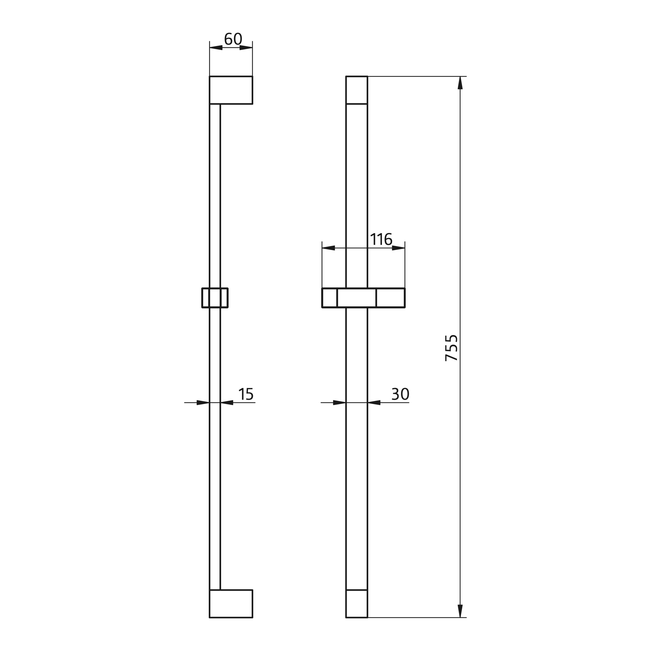 HSK Brausestange Eckig in chrom HSK Brausestange Eckig in chrom