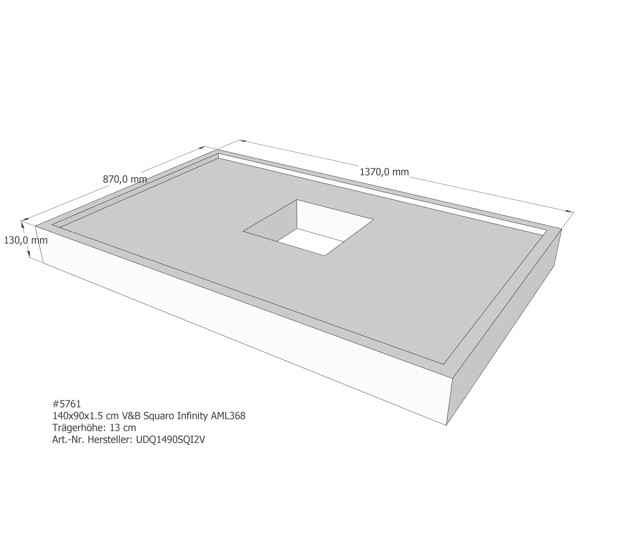 Duschwannenträger passend für Villeroy & Boch Squaro Infinity 140 × 90 × 1,5 cm Breite: 90 cm / Länge: 140 cm Duschwannenträger passend für Villeroy & Boch Squaro Infinity 140 × 90 × 1,5 cm Breite: 90 cm / Länge: 140 cm