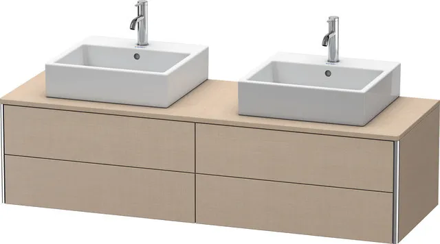 Duravit Waschtischunterschrank wandhängend „XSquare“ 160 × 40 × 54,8 cm Becken: links und rechts / Front- & Korpusfarbe: Leinen / Größe: 160 × 54,8 × 40 cm / Oberfläche: Dekor / Profile: Chrom / Schubladen: 4 Duravit Waschtischunterschrank wandhängend „XSquare“ 160 × 40 × 54,8 cm Becken: links und rechts / Front- & Korpusfarbe: Leinen / Größe: 160 × 54,8 × 40 cm / Oberfläche: Dekor / Profile: Chrom / Schubladen: 4