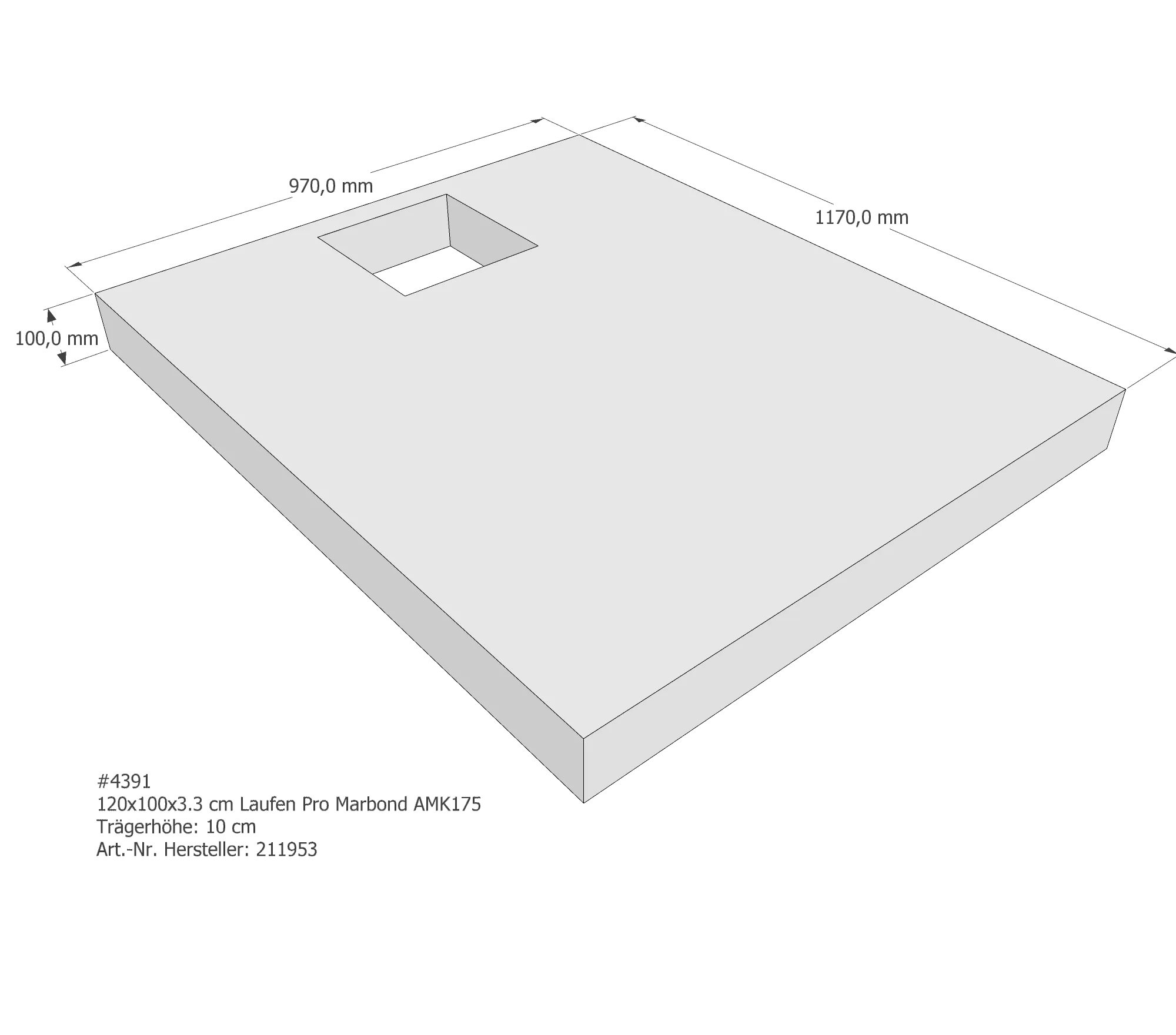 Duschwannenträger passend für Laufen Marbond_Pro 120 × 100 × 3,3 cm