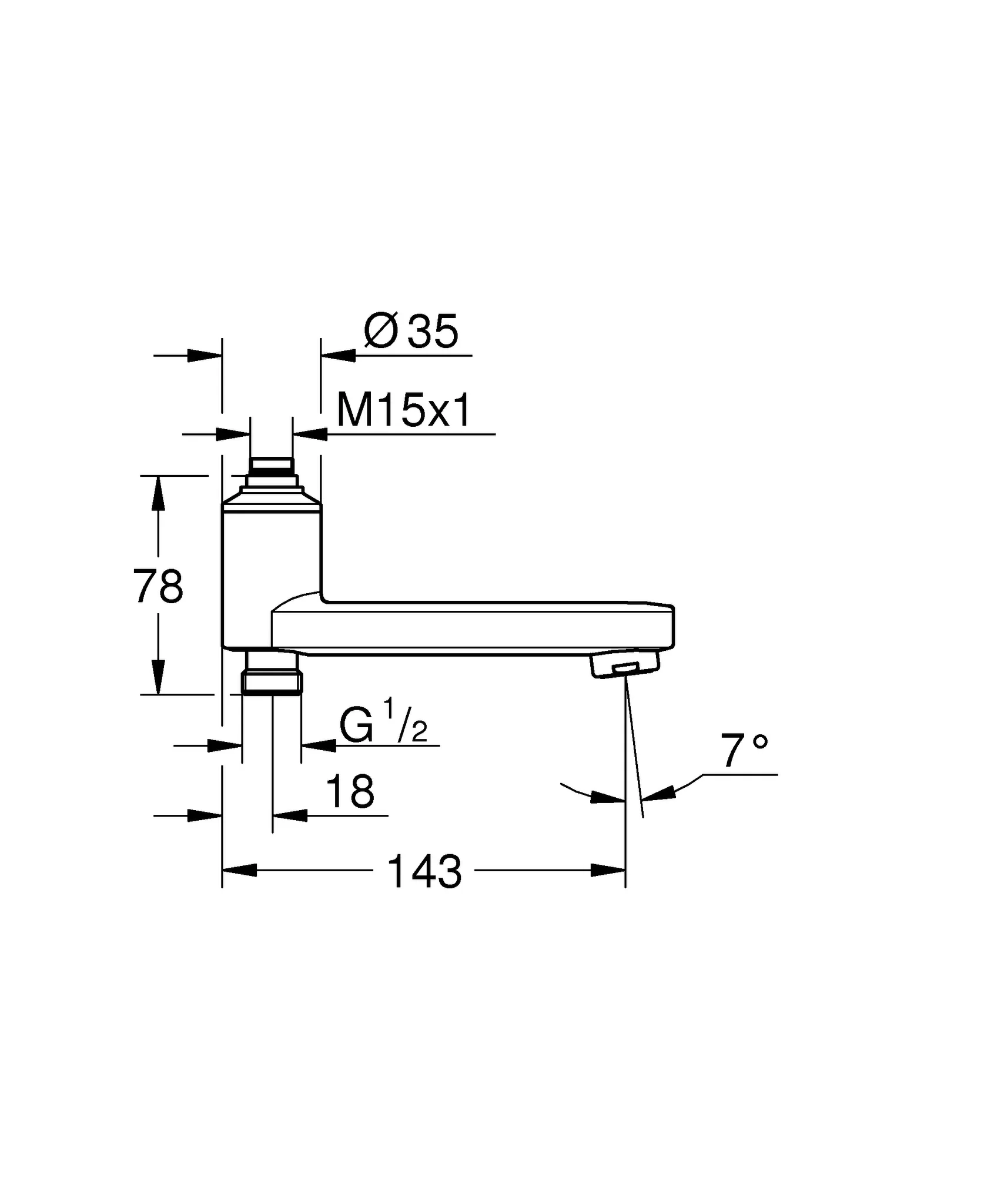 Grohe Schwenkauslauf 13450, integrierte Umstellung, chrom Grohe Schwenkauslauf 13450, integrierte Umstellung, chrom