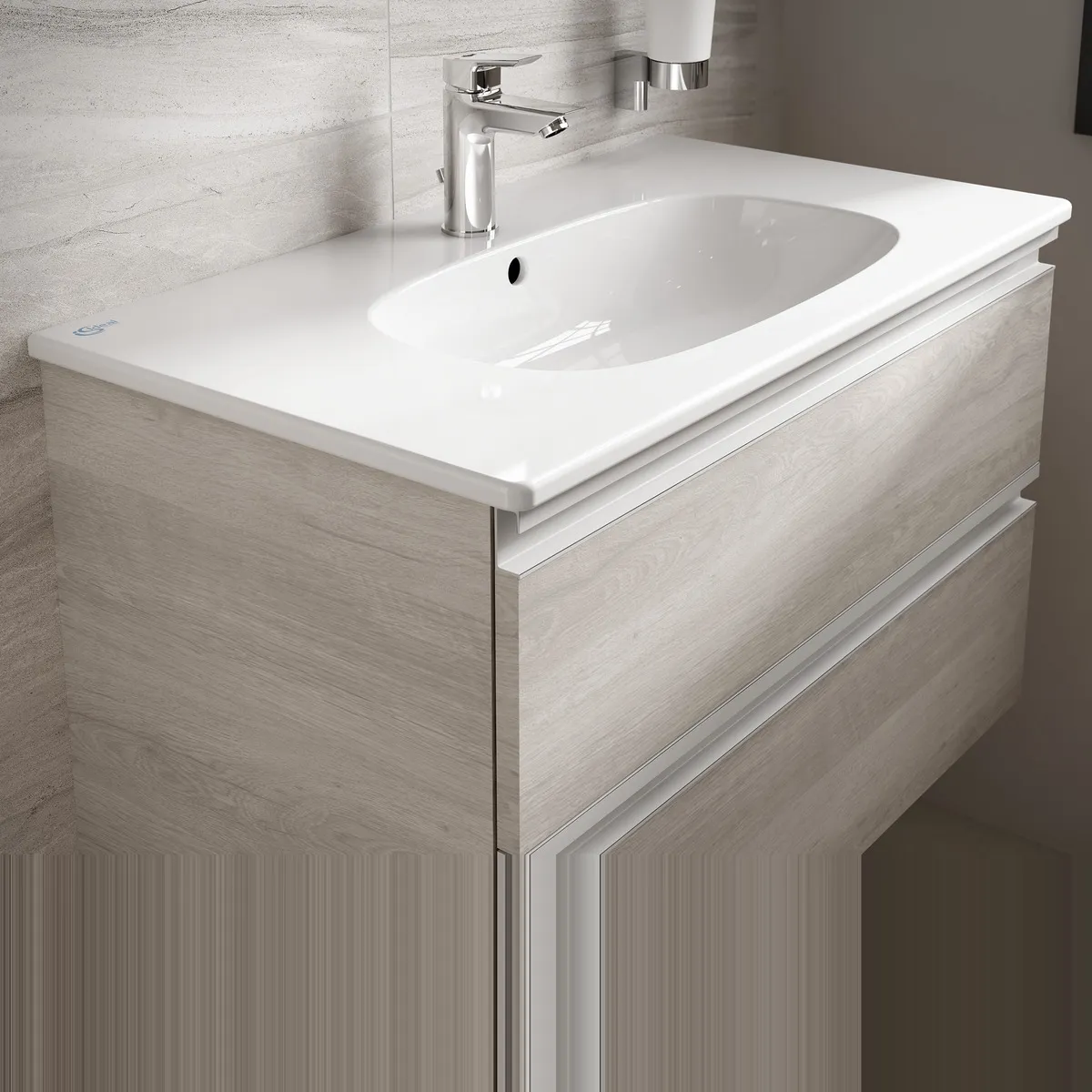 Waschtischarmatur Tesi, 5 l/min., mit Ablaufgarnitur, Ausladung 93mm, Chrom Waschtischarmatur Tesi, 5 l/min., mit Ablaufgarnitur, Ausladung 93mm, Chrom