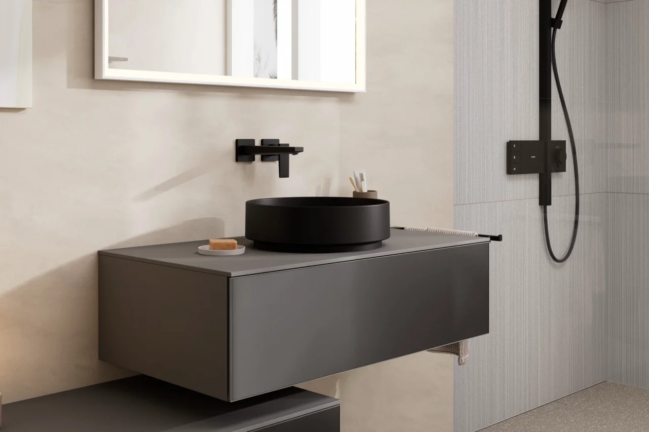 Hansgrohe Metropol Einhebel-Waschtischmischer Unterputz mattschwarz, Ausladung 225 mm, Hebelgriff, Normalstrahl, max. Durchfluss 5 l/min