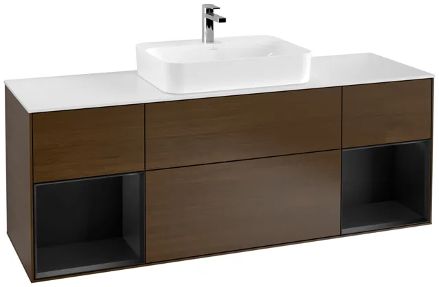 Villeroy & Boch Waschtischunterschrank „Finion“ für Schrankwaschtisch 1600 × 603 × 501 mm Walnut Veneer, für Becken mittig