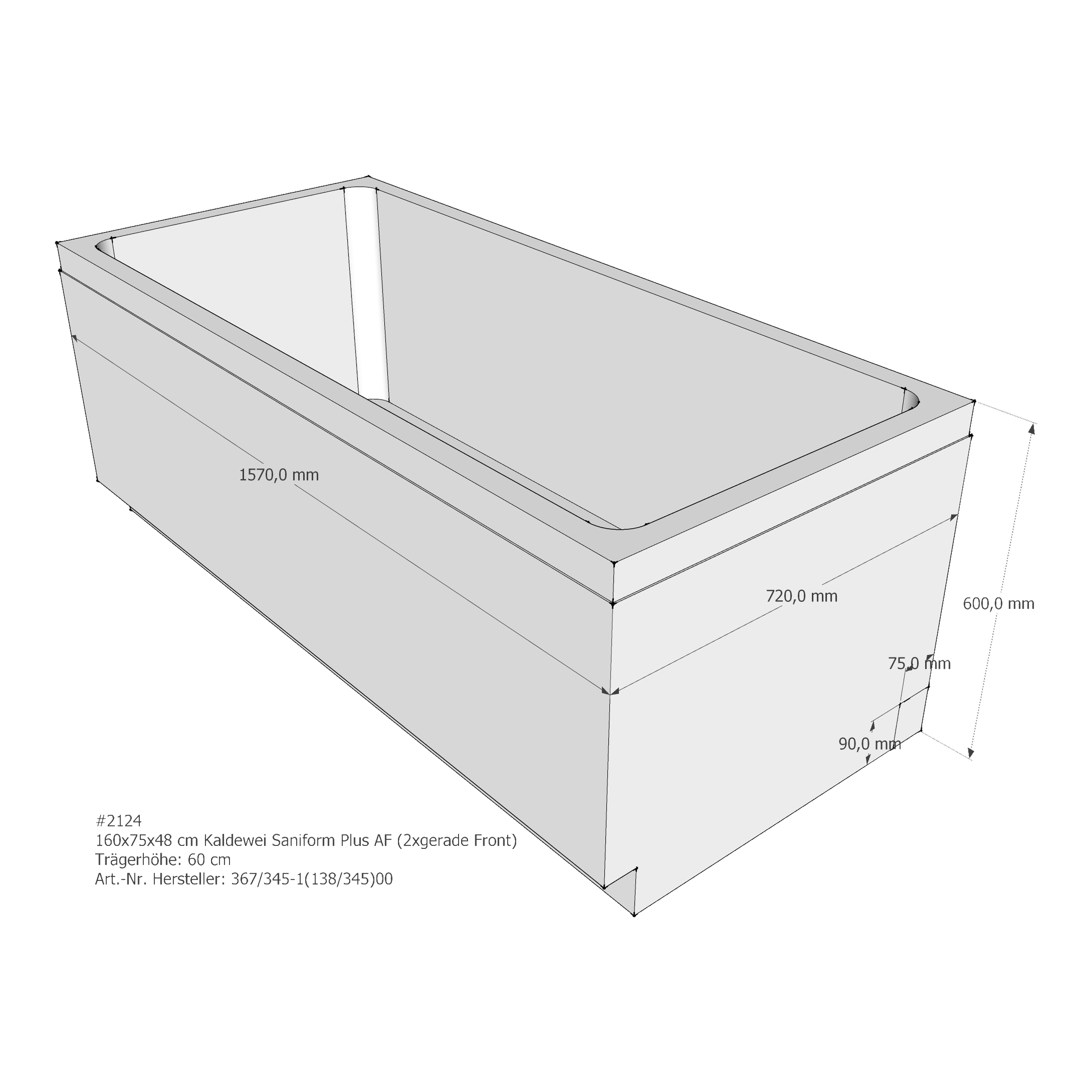 Badewannenträger für Kaldewei Saniform Plus /-Star 160 × 75 × 48 cm