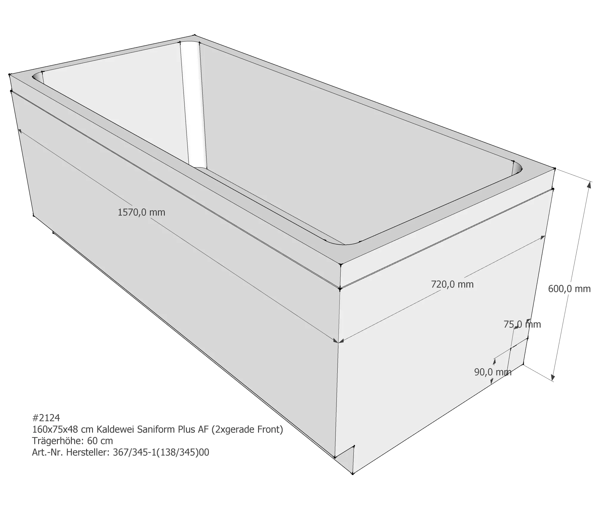 Badewannenträger für Kaldewei Saniform Plus 160 × 75 × 48 cm Breite: 75 cm / Höhe: 48 cm / Länge: 160 cm Badewannenträger für Kaldewei Saniform Plus 160 × 75 × 48 cm Breite: 75 cm / Höhe: 48 cm / Länge: 160 cm