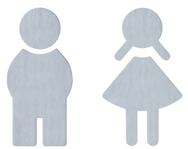 HEWI Symbol Set Frau und Mann, Edelstahl, matt geschliffen, selbstklebend HEWI Symbol Set Frau und Mann, Edelstahl, matt geschliffen, selbstklebend