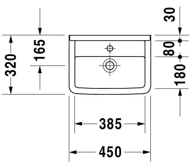 Wandwaschtisch „Starck 3“, mit Überlauf, Hahnlochposition mittig Wandwaschtisch „Starck 3“, mit Überlauf, Hahnlochposition mittig